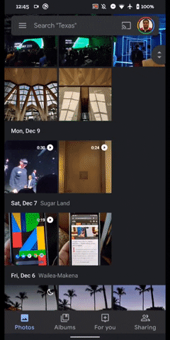 Google photos video Zoom feature