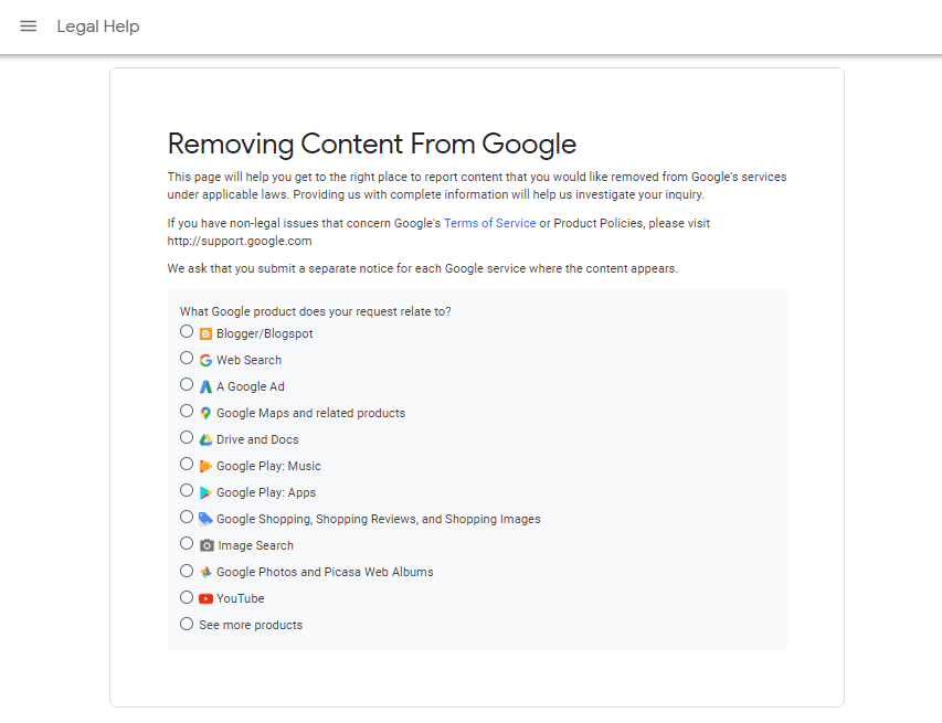 Removing Content From Google