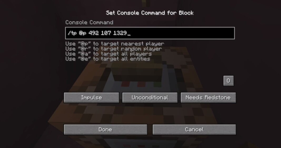 minecraft server tp command