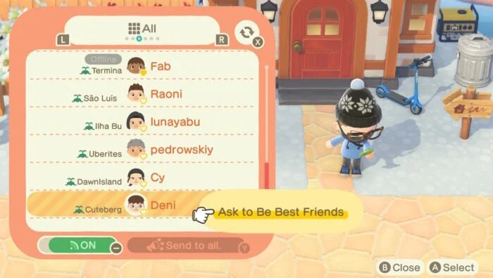best friend function in Animal Crossing 1