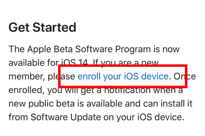 enroll your device for iOS 14 Beta