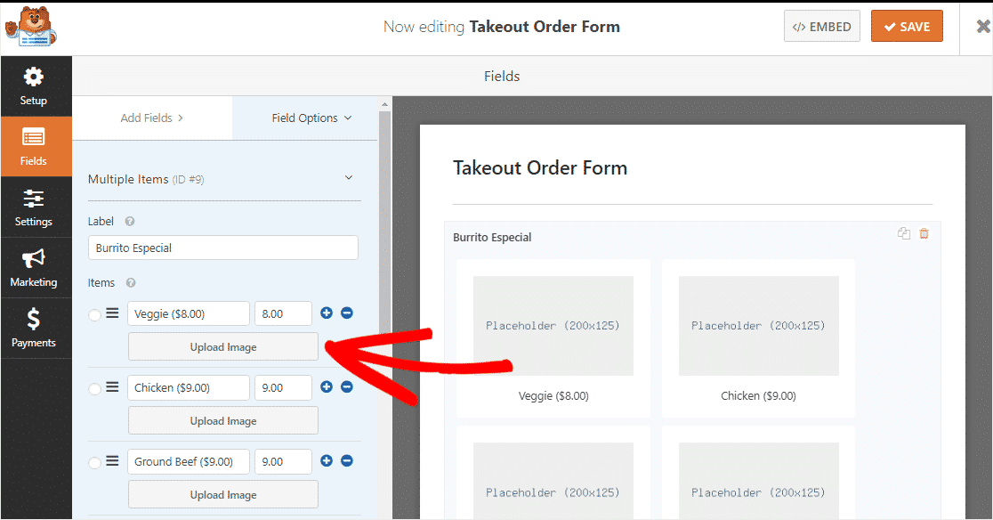 online restaurant order form with WordPress 9